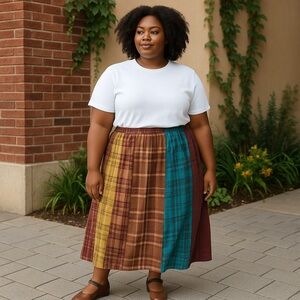 ❄️ Cato | Plus Size Plaid Pattern Maxi Skirt Various Sizes Available